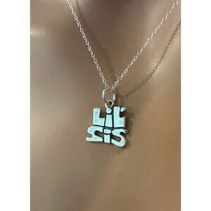 Sterling Silver Lil Sister Necklace, Sterling Silver Lil Sis Charm Necklace